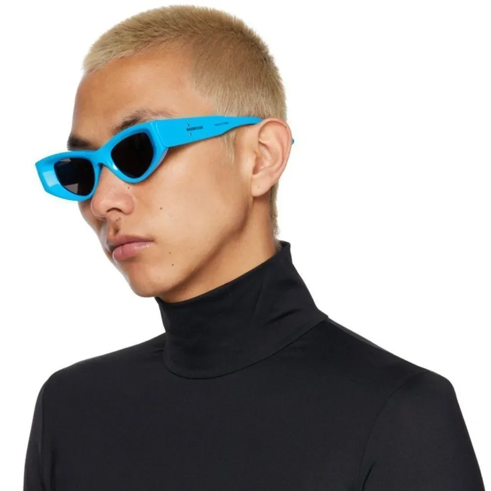 Balenciaga BB0243S 004 Sunglasses Blue Grey Cat Eye Unisex